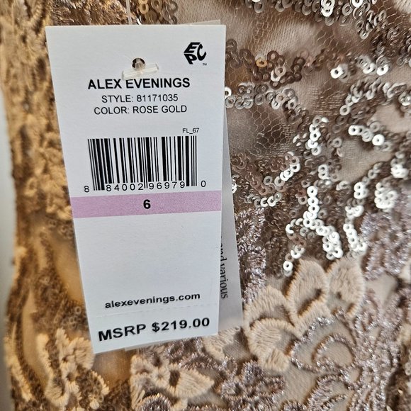 Alex Evenings Womens Elegant Pink Rose Sequined Zip Dress Party Wedding Size 6 - Picture 12 of 12
